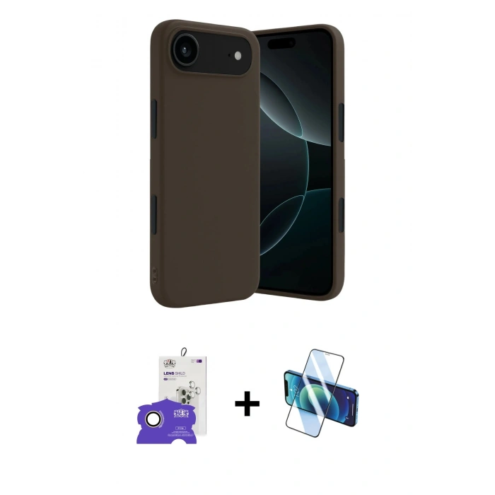MARSİLYAN™- iPhone 17 Air Kılıf Kozmos Yansıma Özel Seri - Siyah 3D Antistatik Seramik Nano Ekran Koruyucu + Bilvis Titan Kamera Lens - GD