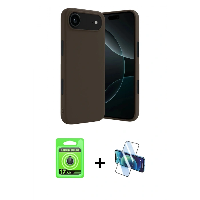 MARSİLYAN™- iPhone 17 Air Kılıf Kozmos Yansıma Özel Seri - Siyah 3D Antistatik Seramik Nano Ekran Koruyucu + Raze Metal Kamera Lens - MI