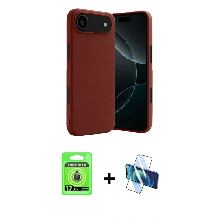 MARSİLYAN™- iPhone 17 Air Kılıf Kozmos Yansıma Özel Seri - Siyah 3D Antistatik Seramik Nano Ekran Koruyucu + Raze Metal Kamera Lens - GD