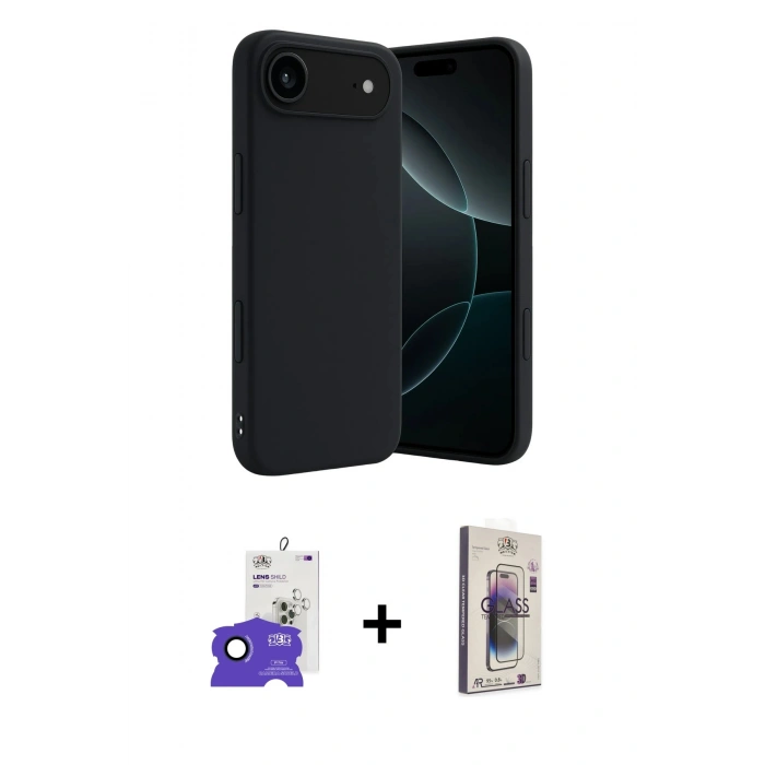 MARSİLYAN™- iPhone 17 Air Kılıf Kozmos Yansıma Özel Seri - Siyah Bilvis 3D Cam Ekran Koruyucu + Bilvis Titan Kamera Lens - LT