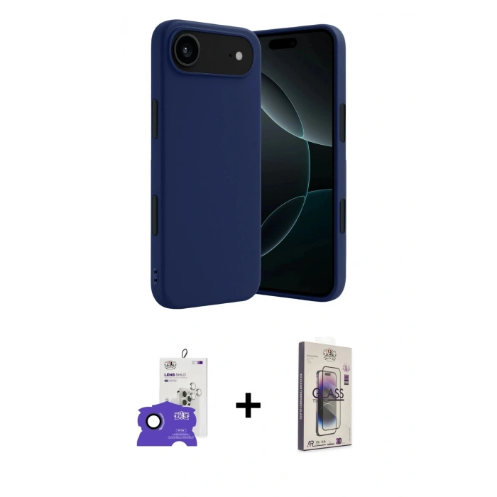 MARSİLYAN™- iPhone 17 Air Kılıf Kozmos Yansıma Özel Seri - Siyah Bilvis 3D Cam Ekran Koruyucu + Bilvis Titan Kamera Lens - LT