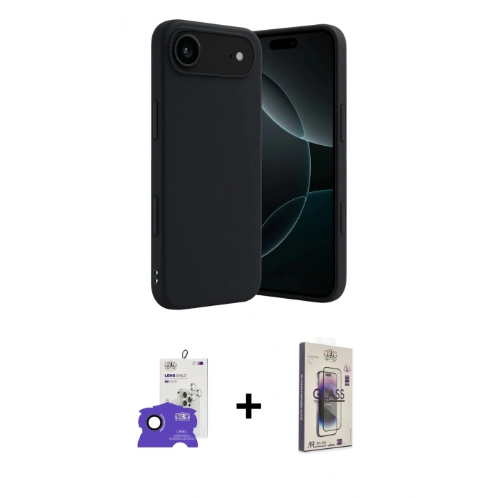 MARSİLYAN™- iPhone 17 Air Kılıf Kozmos Yansıma Özel Seri - Siyah Bilvis 3D Cam Ekran Koruyucu + Bilvis Titan Kamera Lens - SH