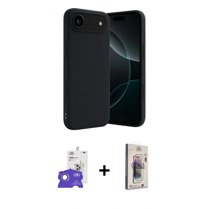 MARSİLYAN™- iPhone 17 Air Kılıf Kozmos Yansıma Özel Seri - Siyah Bilvis 3D Cam Ekran Koruyucu + Bilvis Titan Kamera Lens - GS