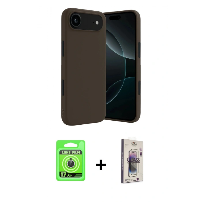 MARSİLYAN™- iPhone 17 Air Kılıf Kozmos Yansıma Özel Seri - Siyah Bilvis 3D Cam Ekran Koruyucu + Raze Metal Kamera Lens - GS