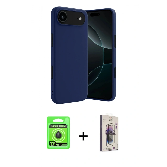 MARSİLYAN™- iPhone 17 Air Kılıf Kozmos Yansıma Özel Seri - Siyah Bilvis 3D Cam Ekran Koruyucu + Raze Metal Kamera Lens - SH