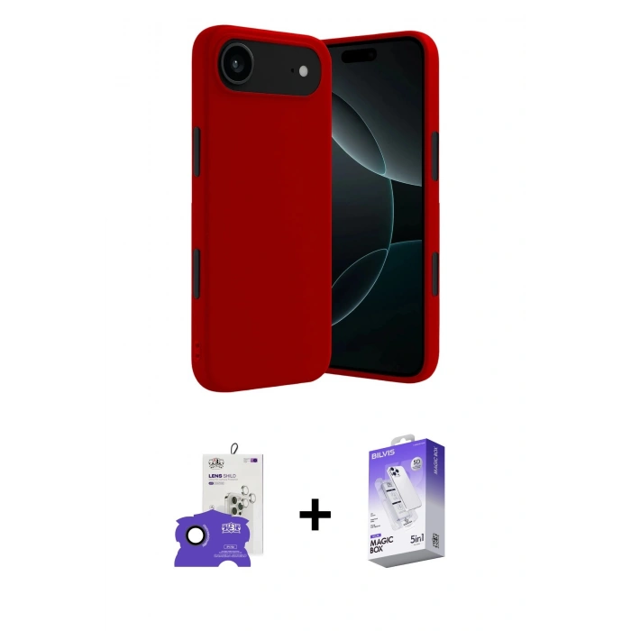 MARSİLYAN™- iPhone 17 Air Kılıf Kozmos Yansıma Özel Seri - Siyah Bilvis 5in1 3D Magic Cam Ekran Koruyucu + Siyah Bilvis Titan Kamera Lens