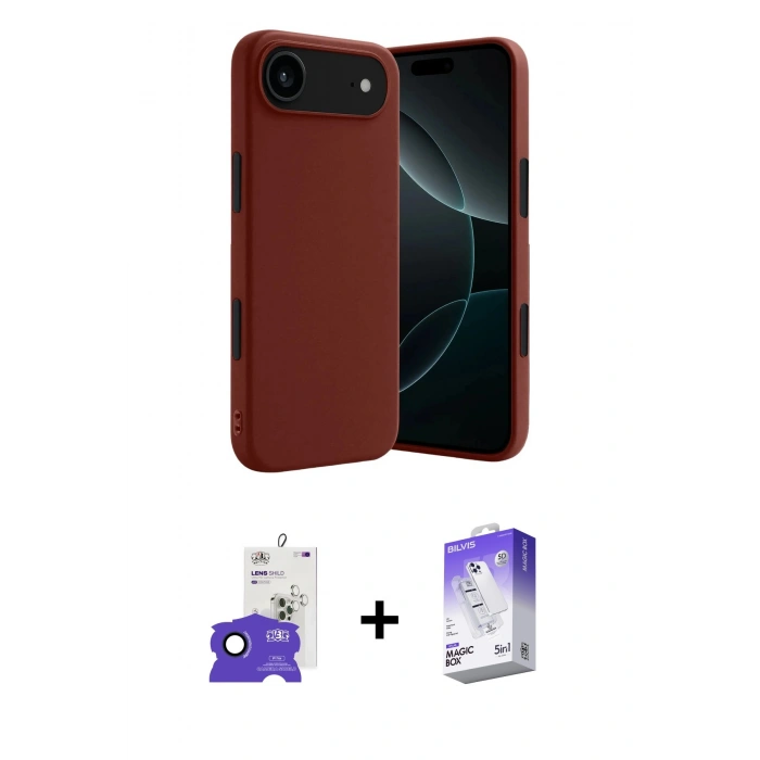 MARSİLYAN™- iPhone 17 Air Kılıf Kozmos Yansıma Özel Seri - Siyah Bilvis 5in1 3D Magic Cam Ekran Koruyucu + Bilvis Titan Kamera Lens - LT