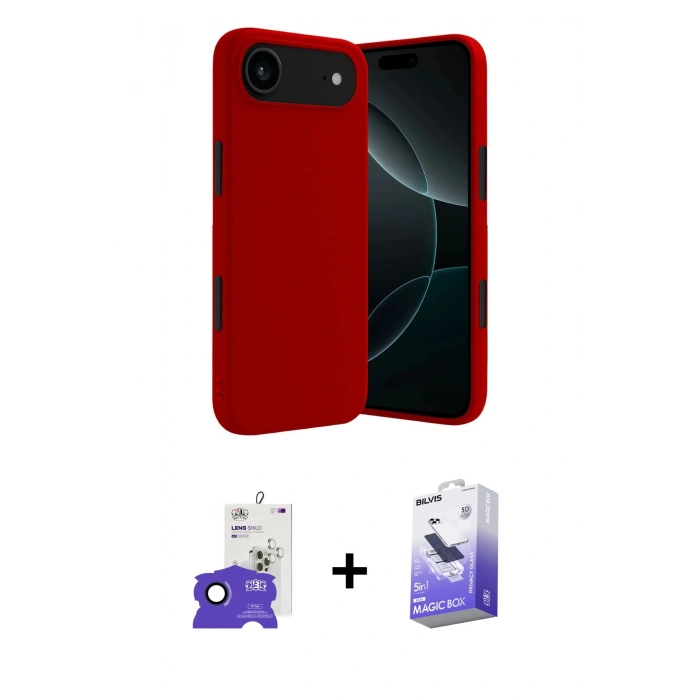 MARSİLYAN™- iPhone 17 Air Kılıf Kozmos Yansıma Özel Seri - Siyah Bilvis 5in1 5D Magic Hayalet Cam Ekran Koruyucu + Lacivert Bilvis Titan Kamera Lens