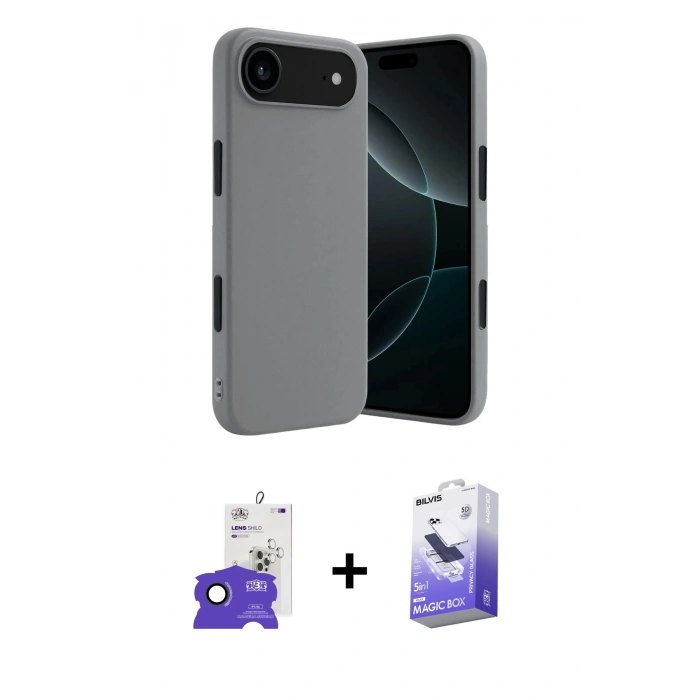 MARSİLYAN™- iPhone 17 Air Kılıf Kozmos Yansıma Özel Seri - Siyah Bilvis 5in1 5D Magic Hayalet Cam Ekran Koruyucu + Bilvis Titan Kamera Lens - SH