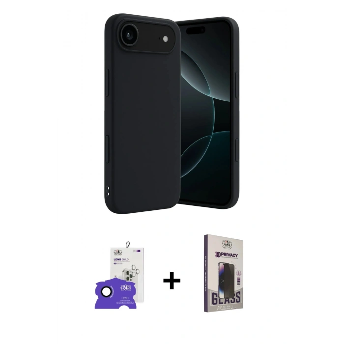 MARSİLYAN™- iPhone 17 Air Kılıf Kozmos Yansıma Özel Seri - Siyah Bilvis Hayalet Cam Ekran Koruyucu + Bilvis Titan Kamera Lens - LT