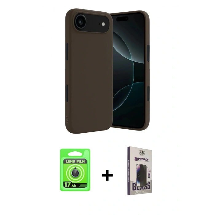 MARSİLYAN™- iPhone 17 Air Kılıf Kozmos Yansıma Özel Seri - Siyah Bilvis Hayalet Cam Ekran Koruyucu + Raze Metal Kamera Lens - MI