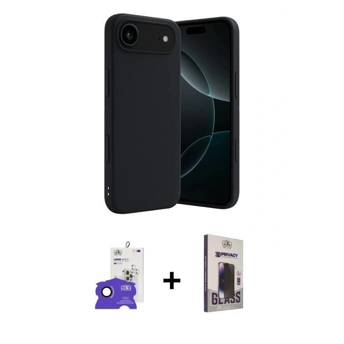 MARSİLYAN™- iPhone 17 Air Kılıf Kozmos Yansıma Özel Seri - Siyah Bilvis Hayalet Cam Ekran Koruyucu + Bilvis Titan Kamera Lens - SH