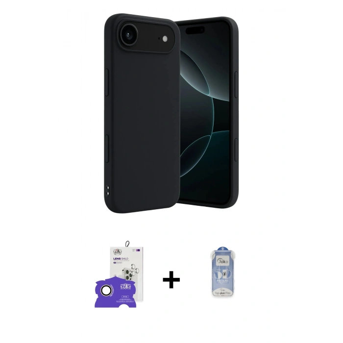 MARSİLYAN™- iPhone 17 Air Kılıf Kozmos Yansıma Özel Seri - Siyah Joko Magic 5D Cam + Bilvis Titan Kamera Lens - GD