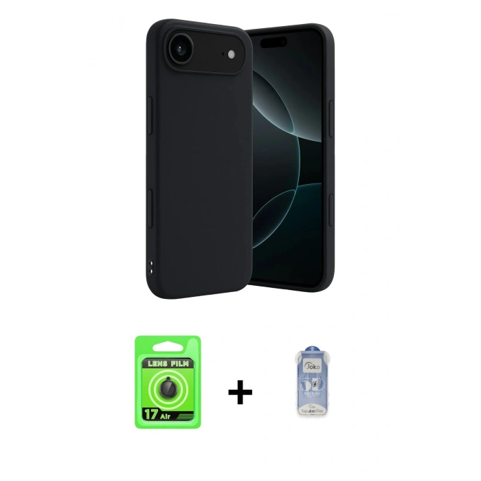 MARSİLYAN™- iPhone 17 Air Kılıf Kozmos Yansıma Özel Seri - Siyah Joko Magic 5D Cam + Raze Metal Kamera Lens - SH