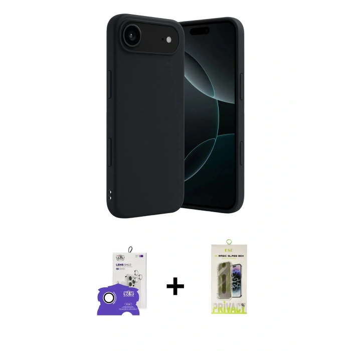 MARSİLYAN™- iPhone 17 Air Kılıf Kozmos Yansıma Özel Seri - Siyah Joko Magic 5D Hayalet Cam + Bilvis Titan Kamera Lens - GS