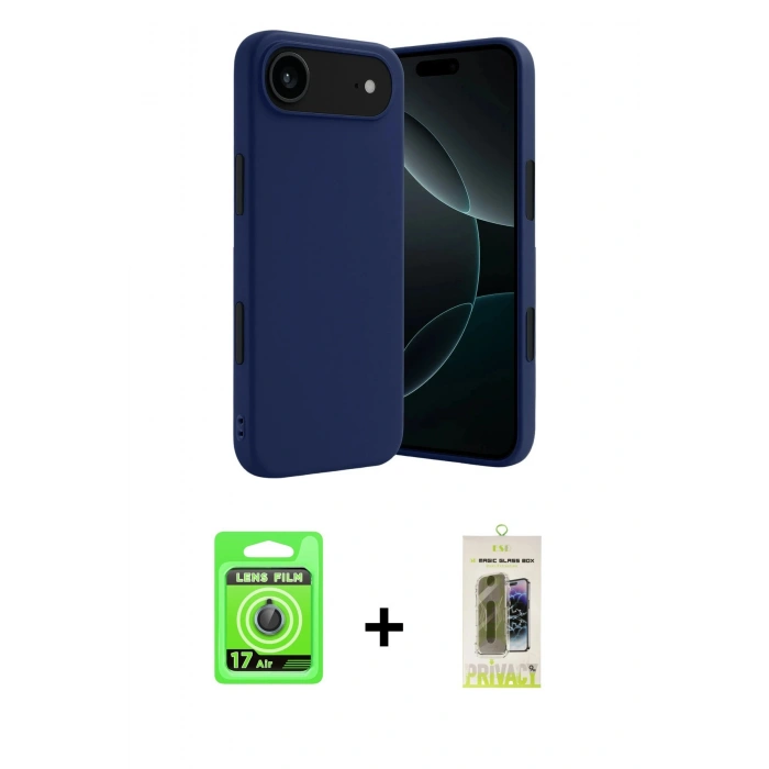 MARSİLYAN™- iPhone 17 Air Kılıf Kozmos Yansıma Özel Seri - Siyah Joko Magic 5D Hayalet Cam + Raze Metal Kamera Lens - MI