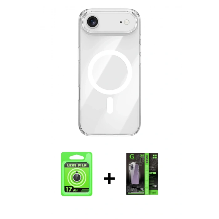 MARSİLYAN™- iPhone 17 Air Kılıf Kutup Klasik Serisi - Şeffaf 360 Full Body Arka Koruyucu + Raze Metal Kamera Lens - GS