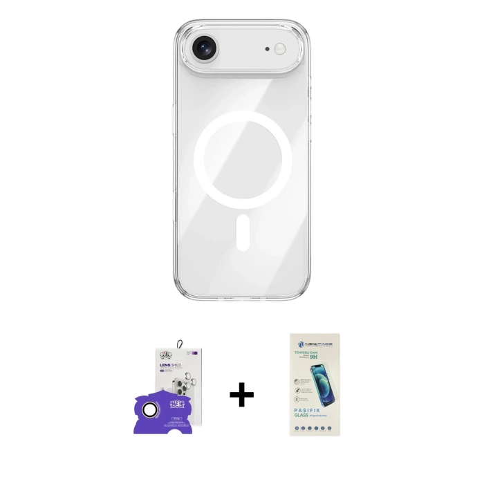 MARSİLYAN™- iPhone 17 Air Kılıf Kutup Klasik Serisi - Şeffaf Pasifik Cam Ekran Koruyucu + Bilvis Titan Kamera Lens - GD