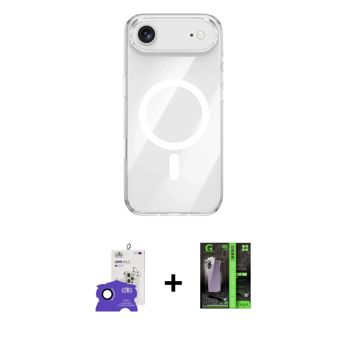 MARSİLYAN™- iPhone 17 Air Kılıf Kutup Klasik Serisi - Siyah 360 Mat Full Body Arka Koruyucu + Bilvis Titan Kamera Lens - LT