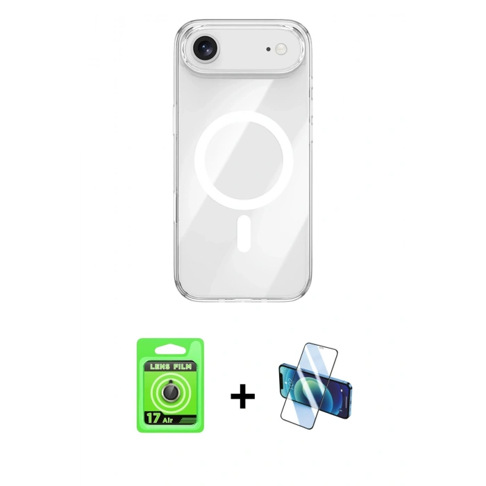 MARSİLYAN™- iPhone 17 Air Kılıf Kutup Klasik Serisi - Siyah 3D Antistatik Seramik Nano Ekran Koruyucu + Raze Metal Kamera Lens - GD