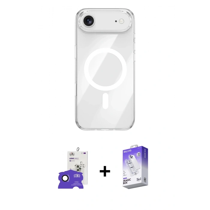 MARSİLYAN™- iPhone 17 Air Kılıf Kutup Klasik Serisi - Siyah Bilvis 5in1 3D Magic Cam Ekran Koruyucu + Bilvis Titan Kamera Lens - SH