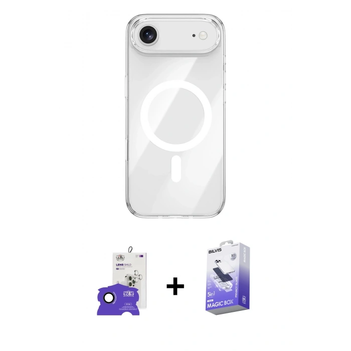 MARSİLYAN™- iPhone 17 Air Kılıf Kutup Klasik Serisi - Siyah Bilvis 5in1 5D Magic Hayalet Cam Ekran Koruyucu + Bilvis Titan Kamera Lens - SH