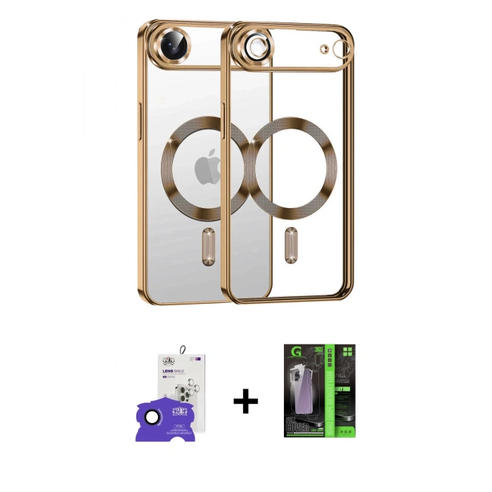 MARSİLYAN™- iPhone 17 Air Kılıf Nova Işık Özel Seri - Şeffaf 360 Full Body Arka Koruyucu + Bilvis Titan Kamera Lens - LT