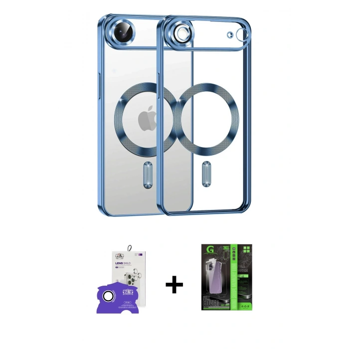 MARSİLYAN™- iPhone 17 Air Kılıf Nova Işık Özel Seri - Şeffaf 360 Full Body Arka Koruyucu + Bilvis Titan Kamera Lens - GS