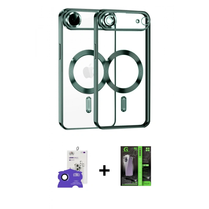 MARSİLYAN™- iPhone 17 Air Kılıf Nova Işık Özel Seri - Şeffaf 360 Full Body Arka Koruyucu + Bilvis Titan Kamera Lens - LT