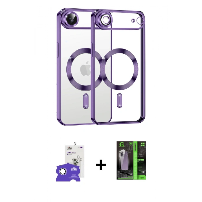 MARSİLYAN™- iPhone 17 Air Kılıf Nova Işık Özel Seri - Şeffaf 360 Full Body Arka Koruyucu + Bilvis Titan Kamera Lens - GS