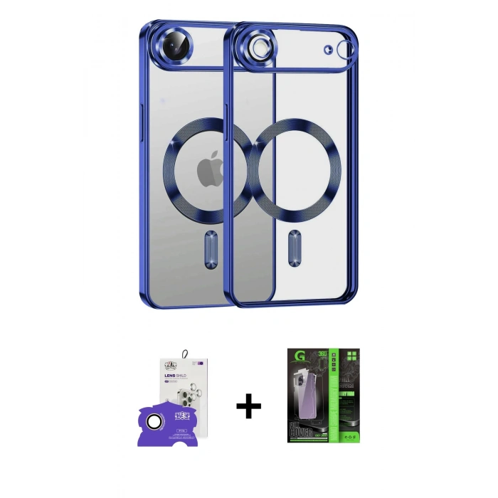 MARSİLYAN™- iPhone 17 Air Kılıf Nova Işık Özel Seri - Şeffaf 360 Full Body Arka Koruyucu + Gold Bilvis Titan Kamera Lens