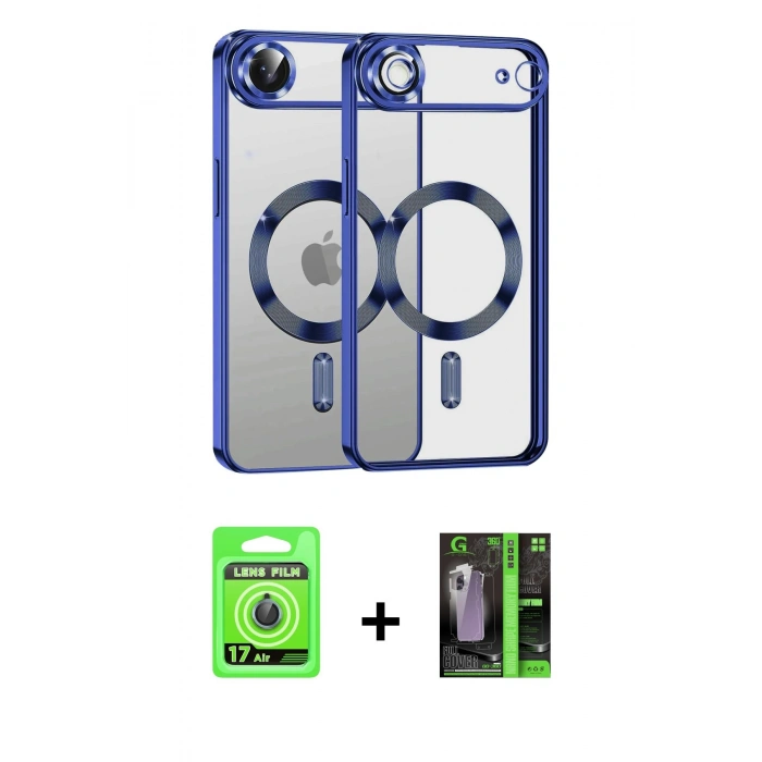 MARSİLYAN™- iPhone 17 Air Kılıf Nova Işık Özel Seri - Şeffaf 360 Full Body Arka Koruyucu + Raze Metal Kamera Lens - MI