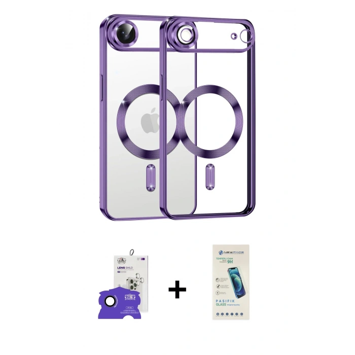 MARSİLYAN™- iPhone 17 Air Kılıf Nova Işık Özel Seri - Şeffaf Pasifik Cam Ekran Koruyucu + Bilvis Titan Kamera Lens - SH