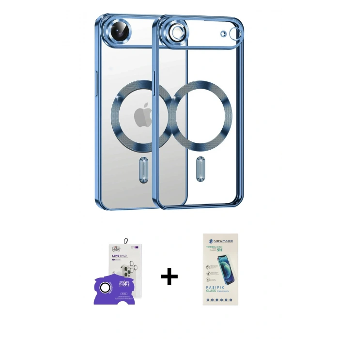 MARSİLYAN™- iPhone 17 Air Kılıf Nova Işık Özel Seri - Şeffaf Pasifik Cam Ekran Koruyucu + Bilvis Titan Kamera Lens - GS
