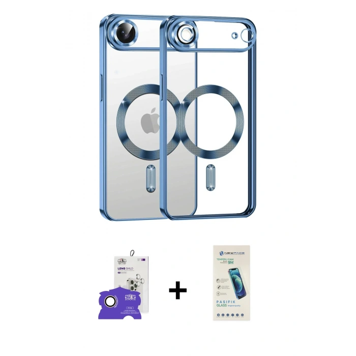 MARSİLYAN™- iPhone 17 Air Kılıf Nova Işık Özel Seri - Şeffaf Pasifik Cam Ekran Koruyucu + Bilvis Titan Kamera Lens - GD