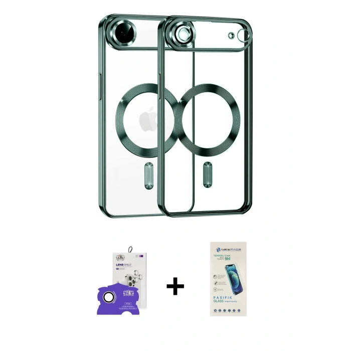 MARSİLYAN™- iPhone 17 Air Kılıf Nova Işık Özel Seri - Şeffaf Pasifik Cam Ekran Koruyucu + Bilvis Titan Kamera Lens - GD
