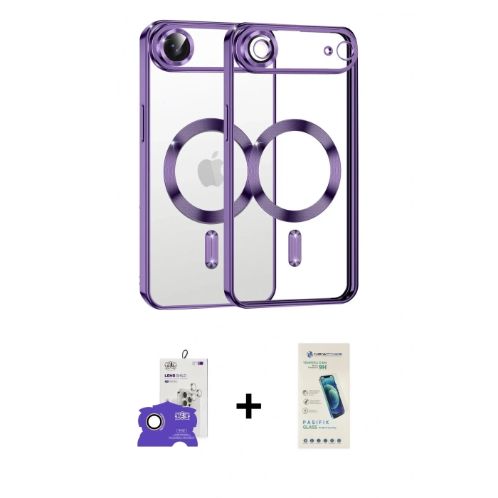 MARSİLYAN™- iPhone 17 Air Kılıf Nova Işık Özel Seri - Şeffaf Pasifik Cam Ekran Koruyucu + Bilvis Titan Kamera Lens - GD