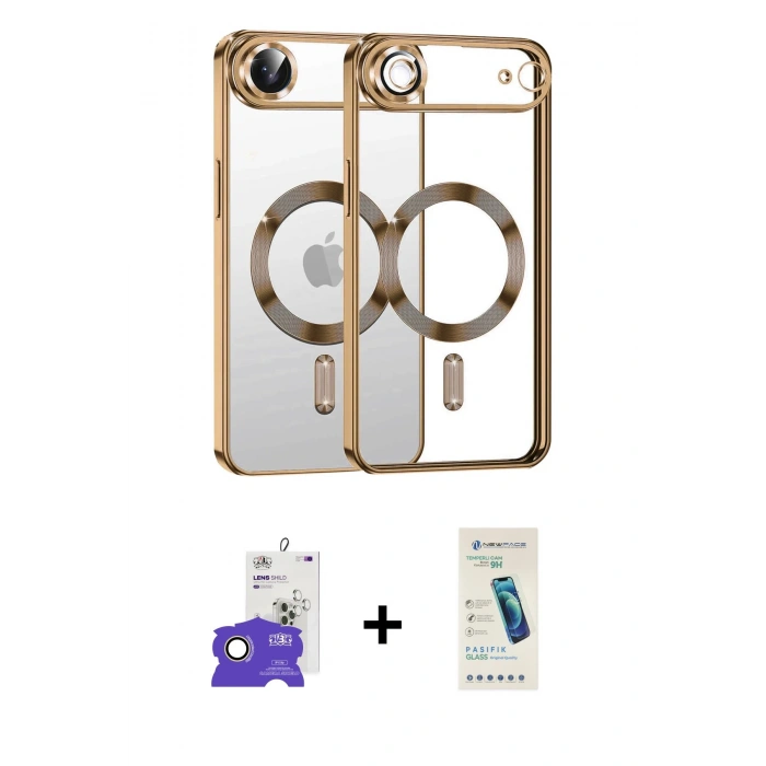 MARSİLYAN™- iPhone 17 Air Kılıf Nova Işık Özel Seri - Şeffaf Pasifik Cam Ekran Koruyucu + Bilvis Titan Kamera Lens - GD