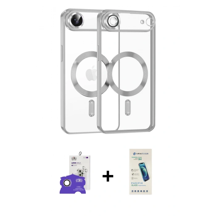 MARSİLYAN™- iPhone 17 Air Kılıf Nova Işık Özel Seri - Şeffaf Pasifik Cam Ekran Koruyucu + Bilvis Titan Kamera Lens - GD