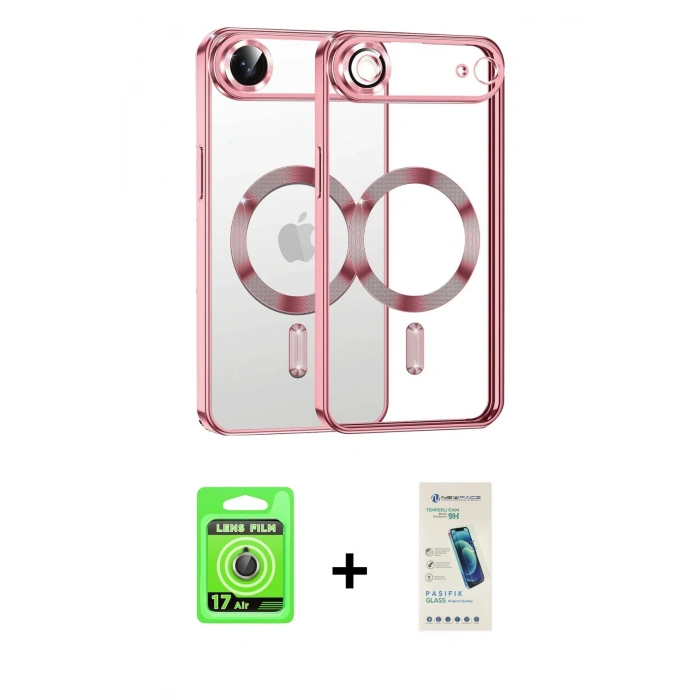 MARSİLYAN™- iPhone 17 Air Kılıf Nova Işık Özel Seri - Şeffaf Pasifik Cam Ekran Koruyucu + Raze Metal Kamera Lens - GD