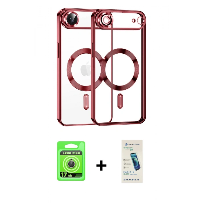 MARSİLYAN™- iPhone 17 Air Kılıf Nova Işık Özel Seri - Şeffaf Pasifik Cam Ekran Koruyucu + Raze Metal Kamera Lens - GD
