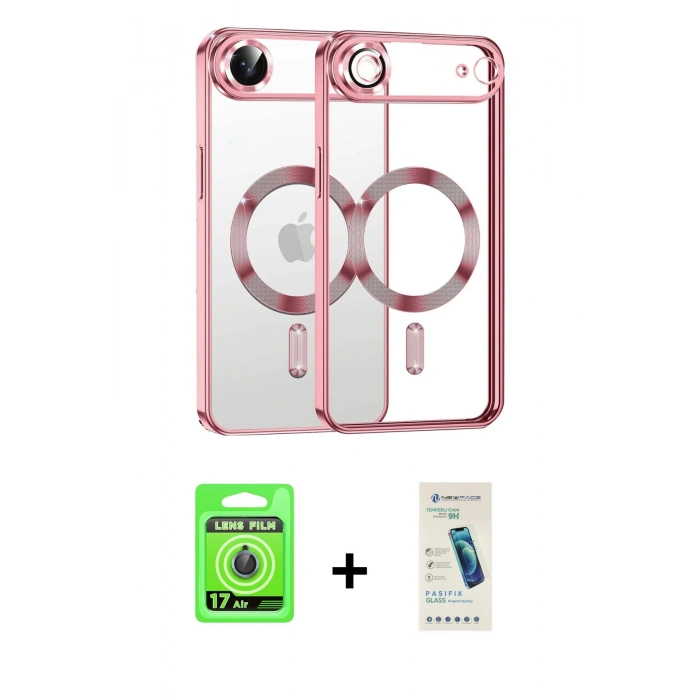 MARSİLYAN™- iPhone 17 Air Kılıf Nova Işık Özel Seri - Şeffaf Pasifik Cam Ekran Koruyucu + Raze Metal Kamera Lens - MI