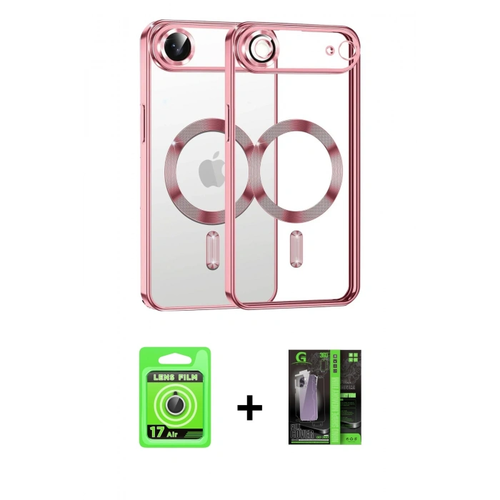 MARSİLYAN™- iPhone 17 Air Kılıf Nova Işık Özel Seri - Siyah 360 Mat Full Body Arka Koruyucu + Raze Metal Kamera Lens - GS