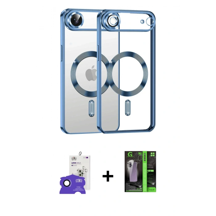 MARSİLYAN™- iPhone 17 Air Kılıf Nova Işık Özel Seri - Siyah 360 Mat Full Body Arka Koruyucu + Bilvis Titan Kamera Lens - LT