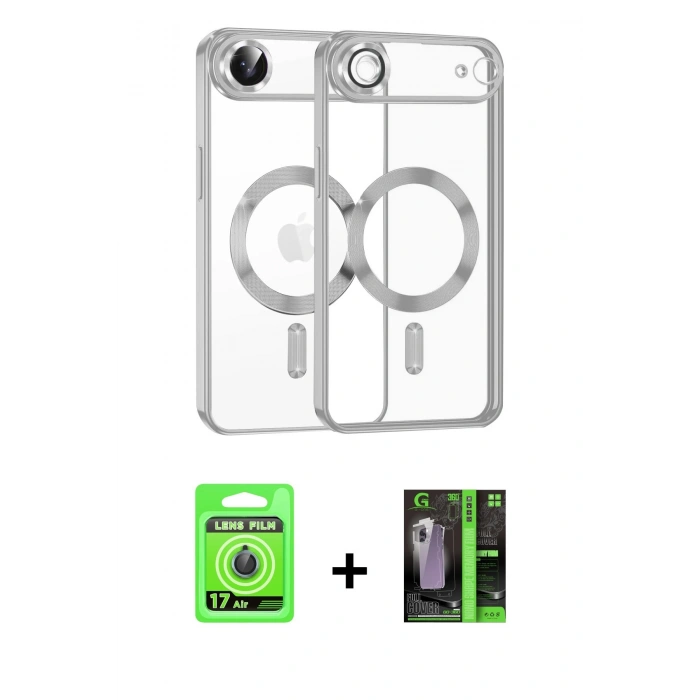 MARSİLYAN™- iPhone 17 Air Kılıf Nova Işık Özel Seri - Siyah 360 Mat Full Body Arka Koruyucu + Raze Metal Kamera Lens - MI