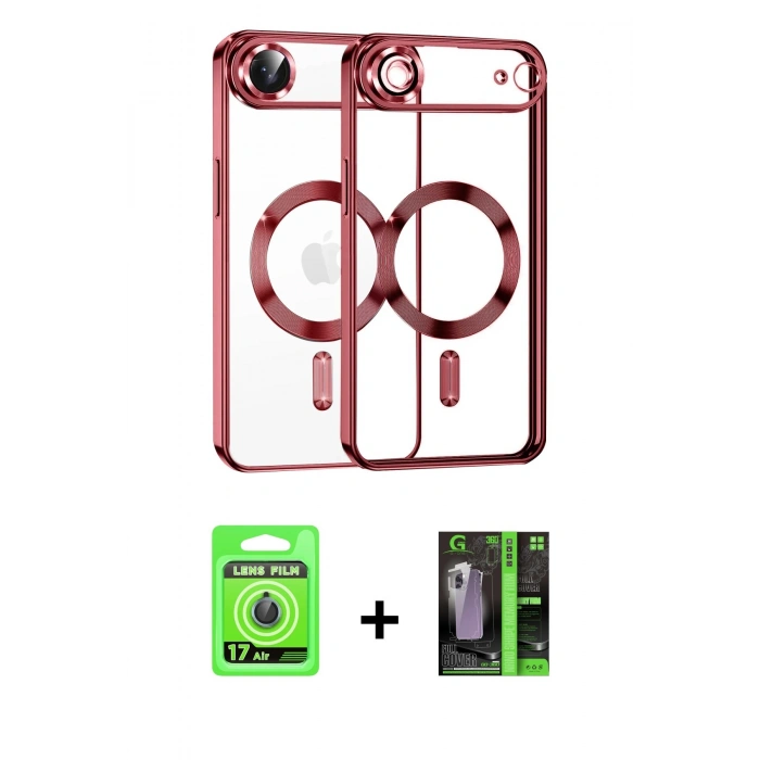 MARSİLYAN™- iPhone 17 Air Kılıf Nova Işık Özel Seri - Siyah 360 Mat Full Body Arka Koruyucu + Raze Metal Kamera Lens - MI