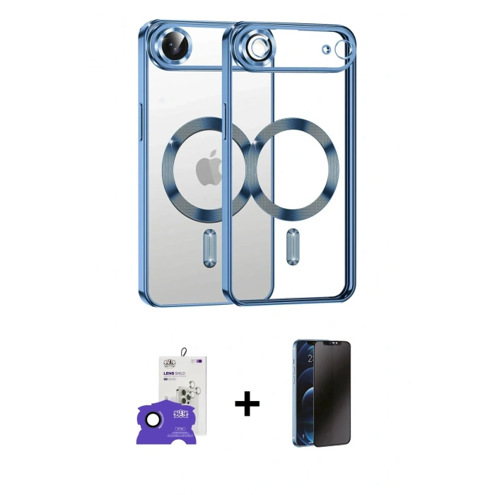 MARSİLYAN™- iPhone 17 Air Kılıf Nova Işık Özel Seri - Siyah 3D Antistatik Hayalet Cam Ekran Koruyucu + Bilvis Titan Kamera Lens - LT