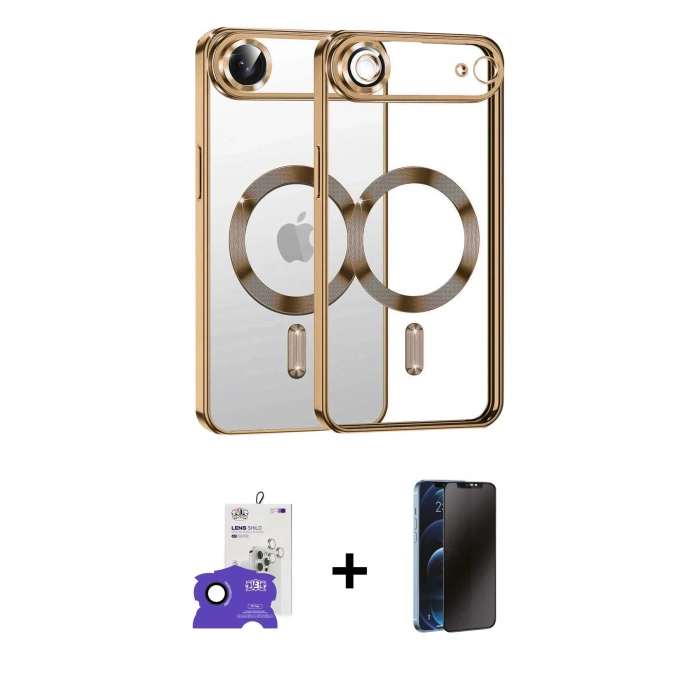 MARSİLYAN™- iPhone 17 Air Kılıf Nova Işık Özel Seri - Siyah 3D Antistatik Hayalet Cam Ekran Koruyucu + Bilvis Titan Kamera Lens - LT
