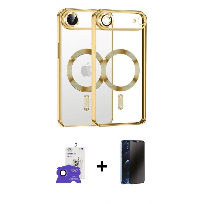 MARSİLYAN™- iPhone 17 Air Kılıf Nova Işık Özel Seri - Siyah 3D Antistatik Hayalet Cam Ekran Koruyucu + Bilvis Titan Kamera Lens - LT