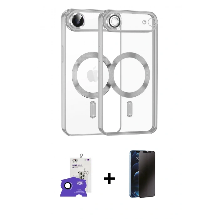 MARSİLYAN™- iPhone 17 Air Kılıf Nova Işık Özel Seri - Siyah 3D Antistatik Hayalet Cam Ekran Koruyucu + Bilvis Titan Kamera Lens - LT